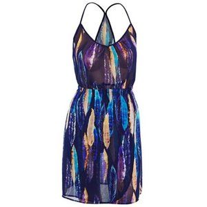 Feather Print Halter Dress
